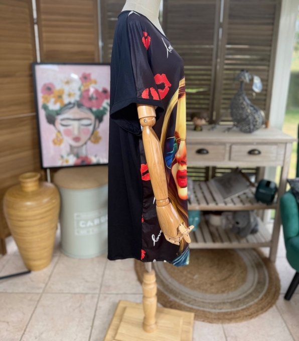 Tunique longue ou robe courte noire The Retro 90's Music Pretty Girl du 40 au 50/52   