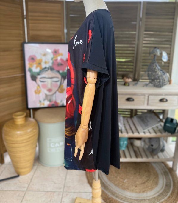 Tunique longue ou robe courte noire The Retro 90's Music Pretty Girl du 40 au 50/52   