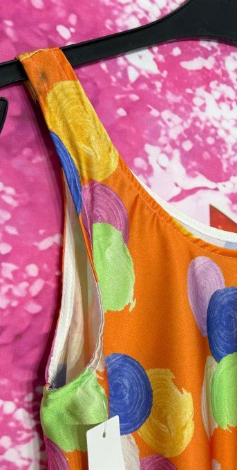 Débardeur trapèze satiné orange Les pois multicolores du 36 au 46