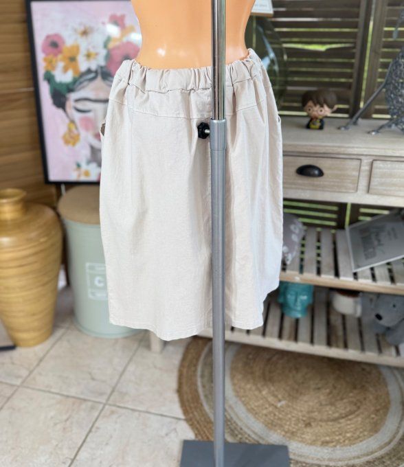 Jupe courte droite beige ultra extensible confort ++++ du 38 au 48/50