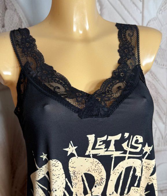 Caraco trapèze Lycra Let's Rock For real bretelles dentelle noire confort ++ du 36 au 46