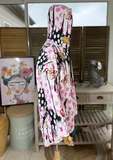 Coupe-vent à capuche déperlant multicolore pois Marylin Monroe du 38 au 48 et même +  