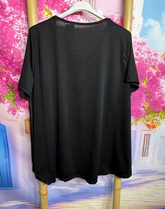 Tee-shirt trapèze noir manches courtes Col V Snoopy Pull rouge coeur blanc du 42 au 56 