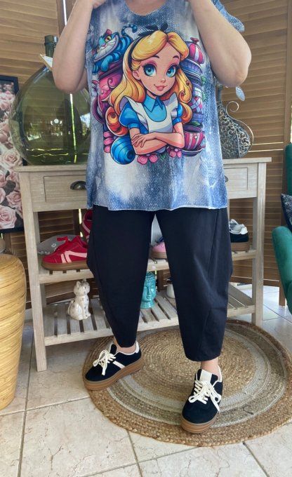 Top fin ample effet jeans délavé Alice au Pays des Merveilles du 40 au 52  