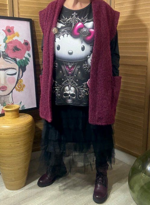 Top ample noir manches longues Hello Kitty Punk Vibes du 40 au 52