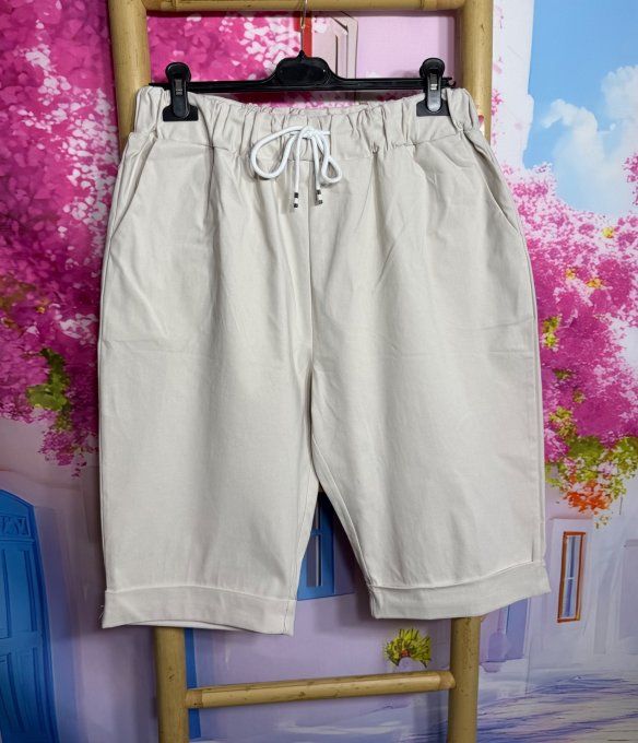 Bermuda / short long beige extensible confort ++++ du 40 au 52 