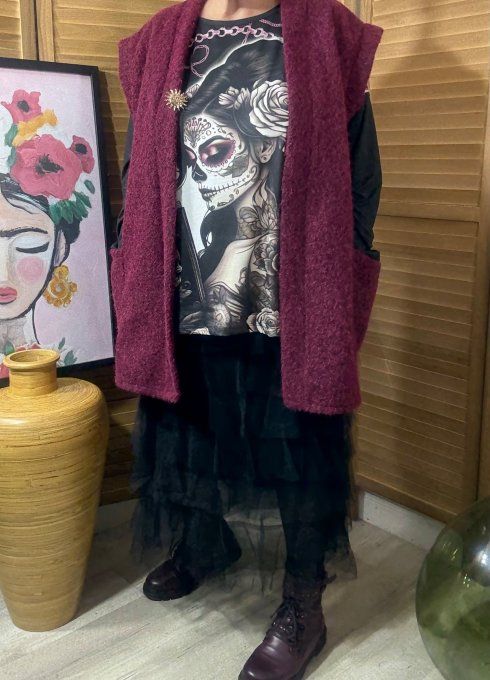 Top ample noir manches longues The Velvet Catrina Mexican Girl du 40 au 52