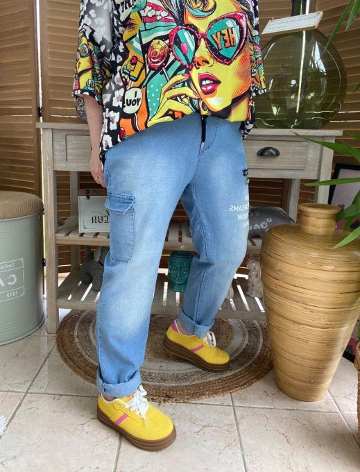 panta jogg Baggy cargo jeans stone clair fin délavé confort +++ du 38 au 46/48