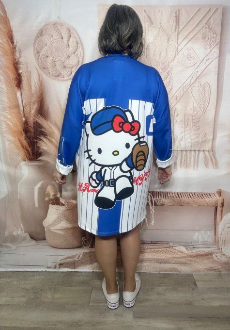 Robe ample rayée bleue Hello Kitty American Base-Ball Team Number 01 du 42 au 52/54  