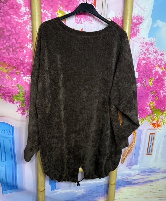 Sweat satiné et velours chocolat Tartan Carreaux Calimero douceur +++ du 38 au 50/52