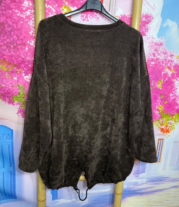 Sweat satiné et velours chocolat fines rayures Betty Boop Fashion douceur +++ du 38 au 50/52