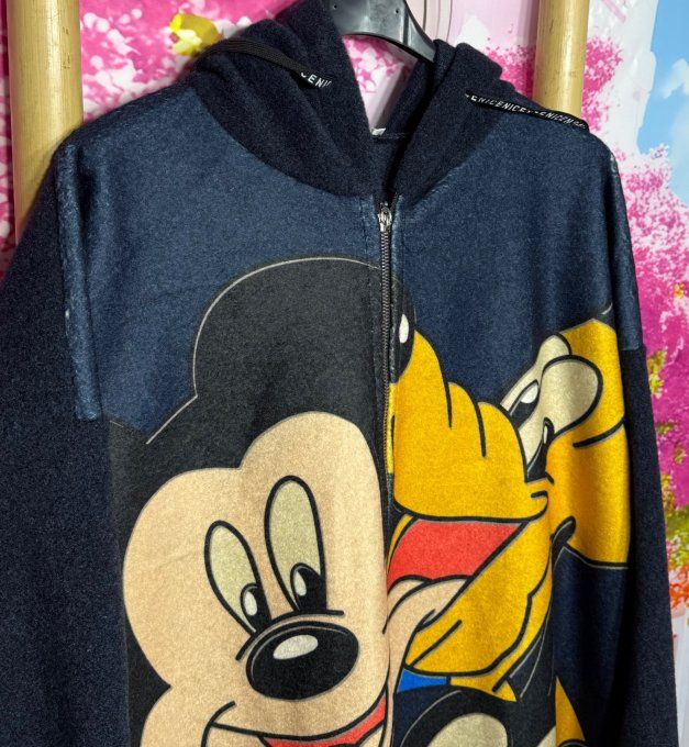 Gilet long à capuche oversize polaire marine Mickey Mouse et ses amis du 38 au 50 et même +