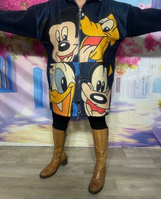 Gilet long à capuche oversize polaire marine Mickey Mouse et ses amis du 38 au 50 et même +