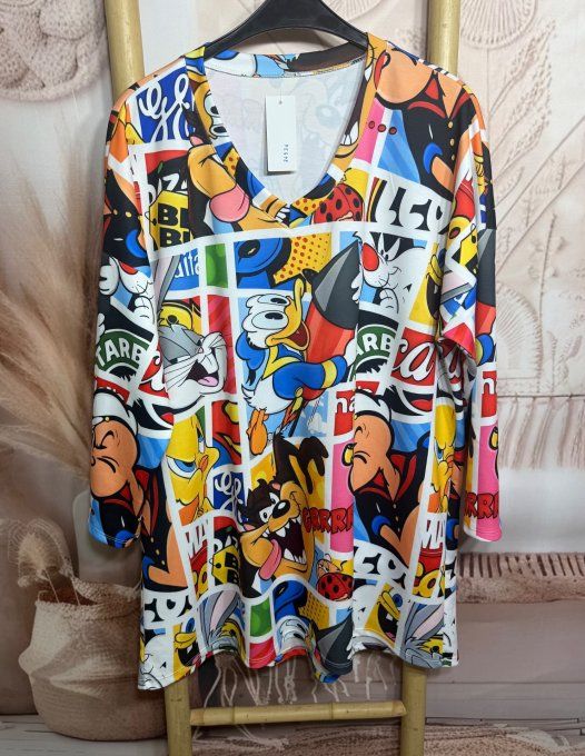 Robe ample multicolore US Cartoons Donald Bunny & Friends du 42 au 52/54 