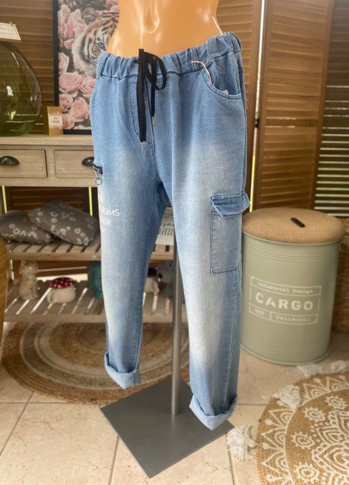 panta jogg Baggy cargo jeans stone clair fin délavé confort +++ du 38 au 46/48