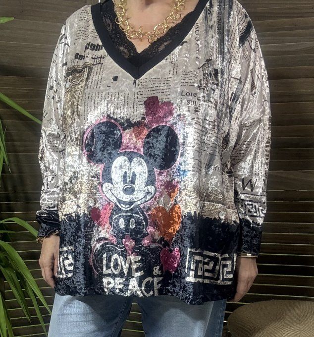 Top ample panne de velours Mickey Mouse douceur +++ du 42 au 54/56