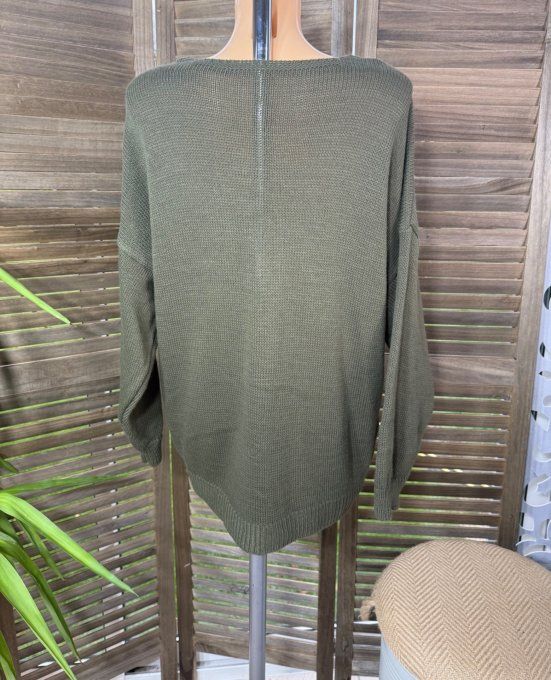 Gilet ample sans laine Kaki Coeurs bouclette en relief du 38 au 50 et même + 