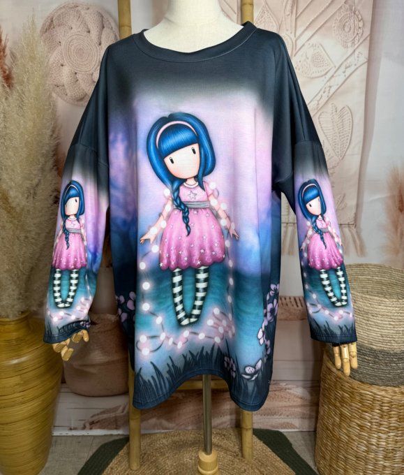 Sweat ample multicolore Gorjuss Doll aux collants rayés du 40 au 52/54 