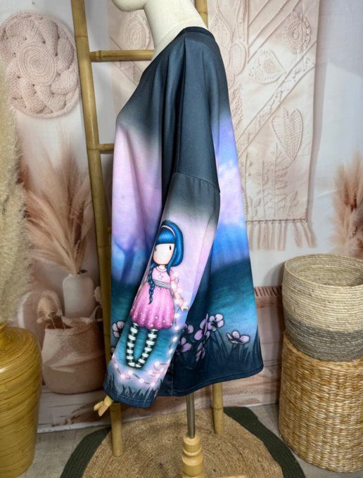 Sweat ample multicolore Gorjuss Doll aux collants rayés du 40 au 52/54 