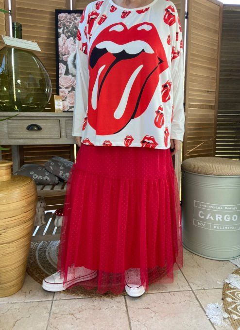 Top fin ample blanc The Rolling Stones du 40 au 50/52