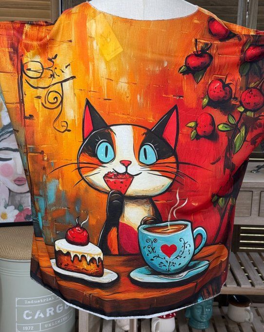 Top fin ample orangé Le Petit-Déjeuner du Chat gourmand du 40 au 52