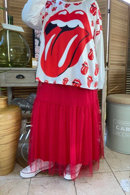Top fin ample blanc The Rolling Stones du 40 au 50/52