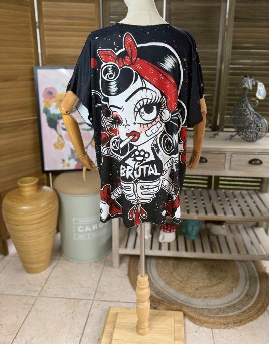 Top fin ample noir The Pretty Retro Gothic Tattoo Pinup Girl du 40 au 52 