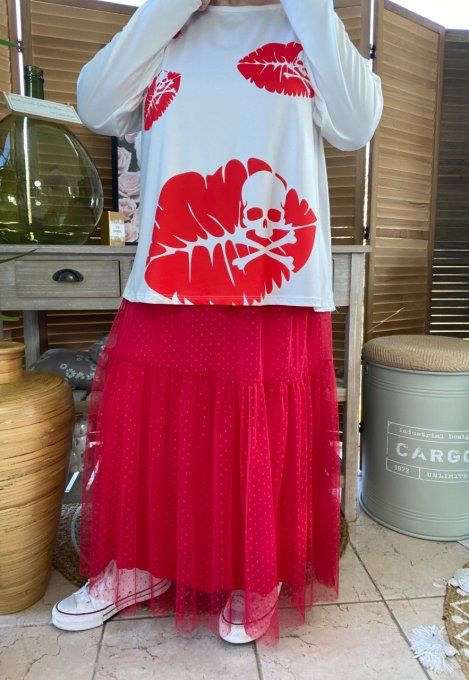 Top fin ample blanc In love with Skulls du 40 au 50/52