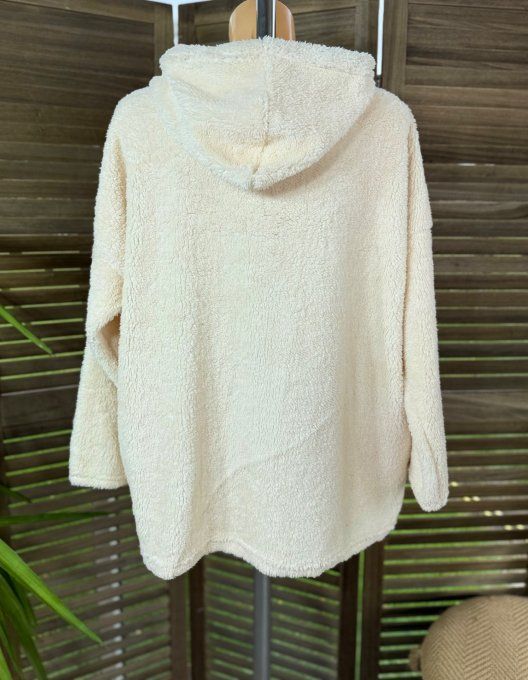 Gilet à capuche peluche Pilou-Pilou crème douceur +++ du 40 au 54/56 et même + 