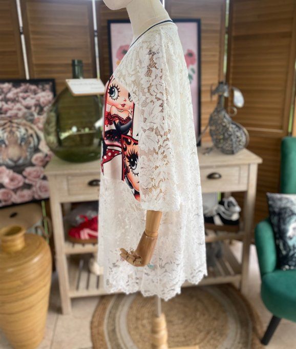 Tunique ample dentelle blanche Pretty Betty Boop du 40 au 50/52   