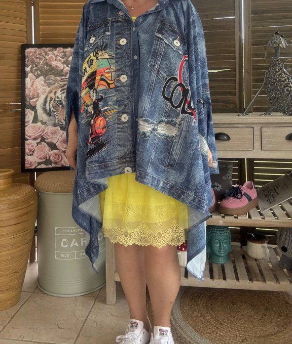 Chemise poncho oversize effet jeans délavé Le Chien Bikeur du 42 au 54/56 et même + 