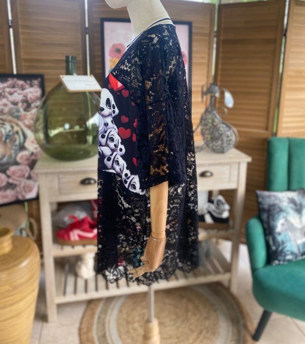 Tunique ample dentelle noire Cruella et les Dalmatiens du 40 au 50/52 