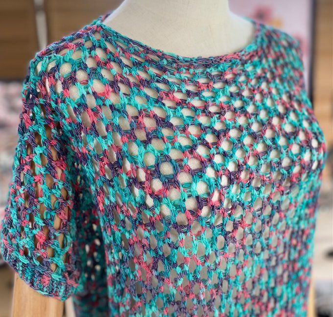 Pull de printemps ample maille filet Camaieu marine vert fuschia du 38 au 46/48 