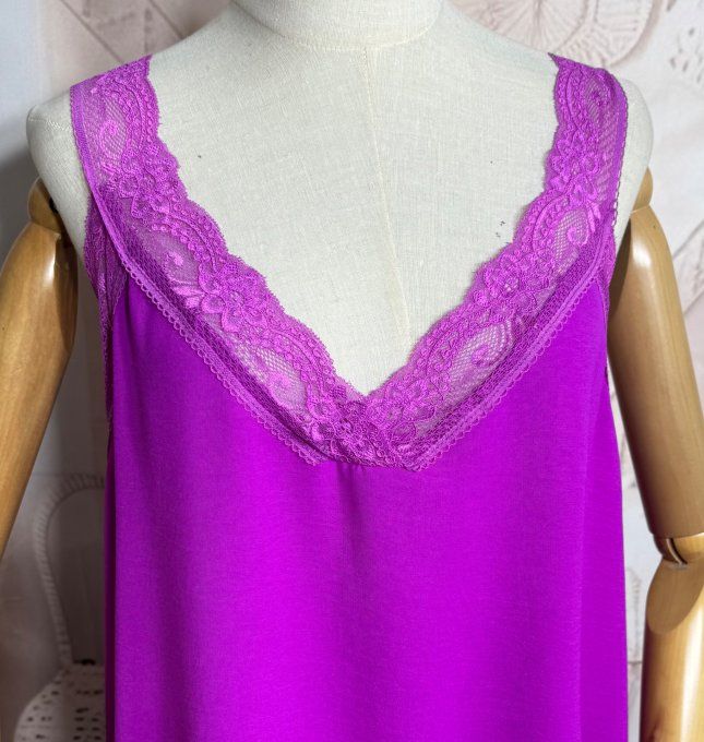 Caraco trapèze Aubergine dentelle extensible larges bretelles confort +++ du 40 au 50/52