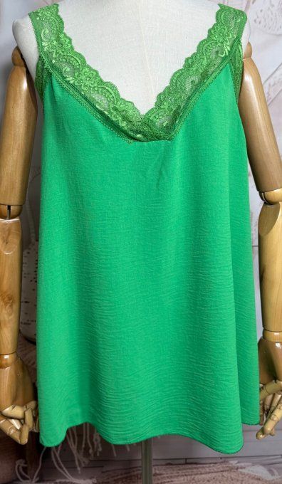 Caraco trapèze vert Gucci dentelle extensible larges bretelles confort +++ du 40 au 50/52