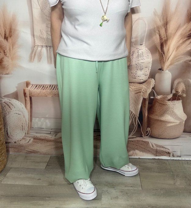 Pantalon coupe "Aladin" vert Menthe cuisses bouffantes bas élastiqué confort +++ du 40 au 50/52
