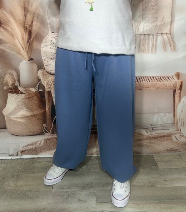 Pantalon coupe "Aladin" bleu jeans cuisses bouffantes bas élastiqué confort +++ du 40 au 50/52