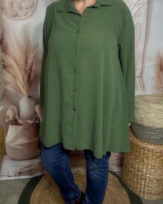 Chemise trapèze oversize Kaki confort ++++ du 42 au 52 et même +