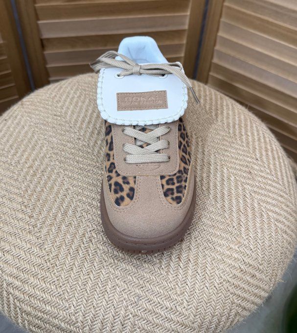 Baskets suédine camel et fantaisie Léopard confort ++++ du 38 au 41 