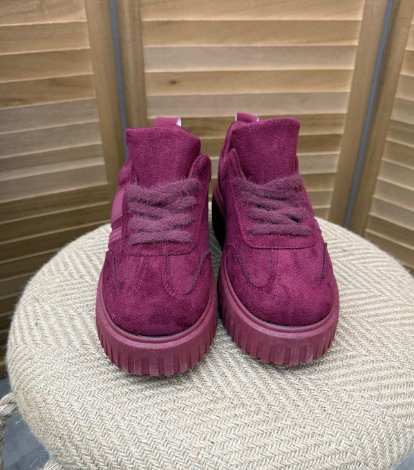 Baskets Sneakers plateforme suédine Bordeaux confort ++++ du 38 au 41  
