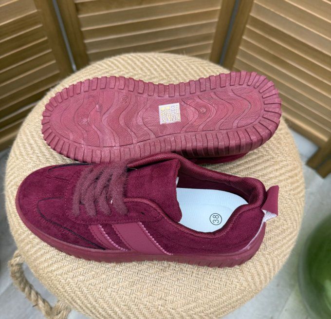 Baskets Sneakers plateforme suédine Bordeaux confort ++++ du 38 au 41  
