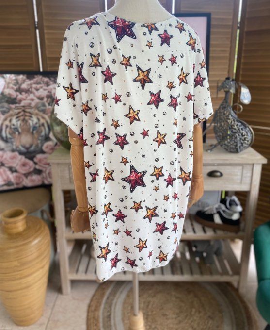 Top fin ample crème étoiles Betty Boop Country Girl du 40 au 52 