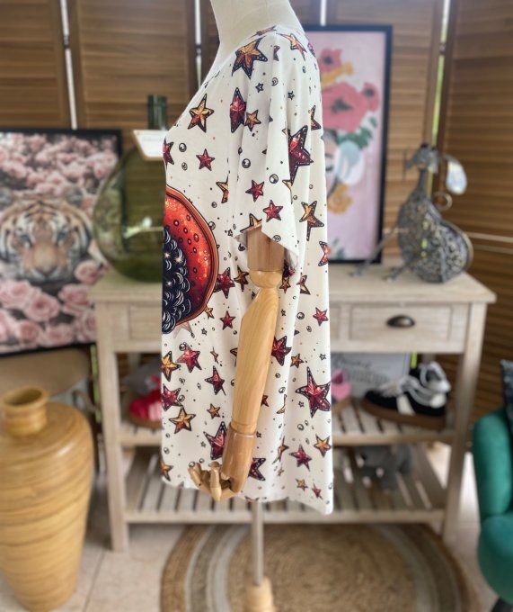 Top fin ample crème étoiles Betty Boop Country Girl du 40 au 52 