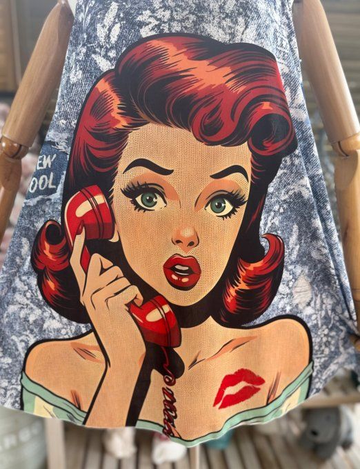 Top débardeur trapèze effet jeans floral Rétro Sixties Woman du 40 au 50/52 