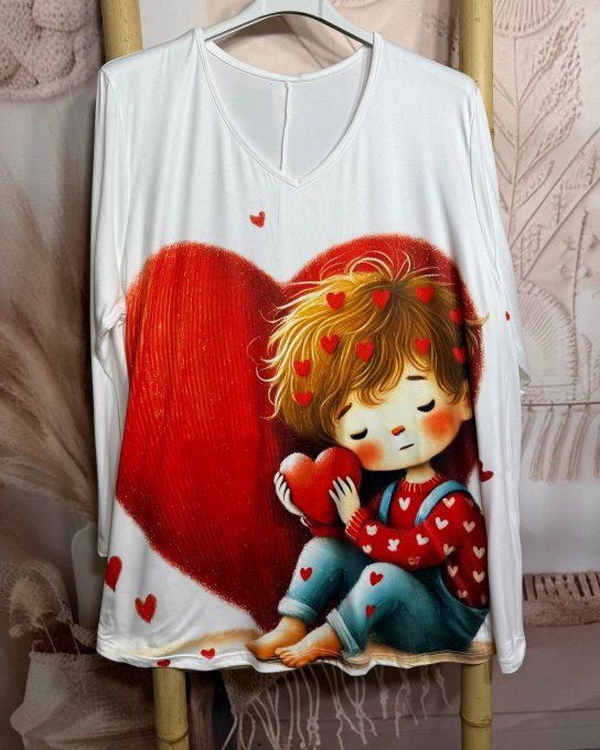 Lot de 2 Tops blancs manches longues Girl & Boy du 42 au 56/58