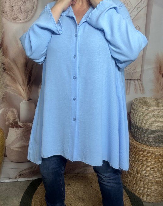 Chemise trapèze oversize Bleu clair confort ++++ du 42 au 52 et même +
