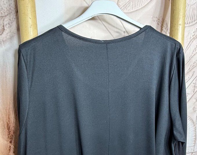 Top trapèze noir manches longues Les Chats amoureux au clair de Lune du 40 au 54/56