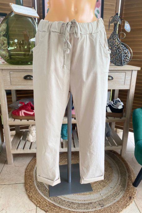 panta jogg  (dit magique) beige ultra extensible confort +++ du 40 au 48/50