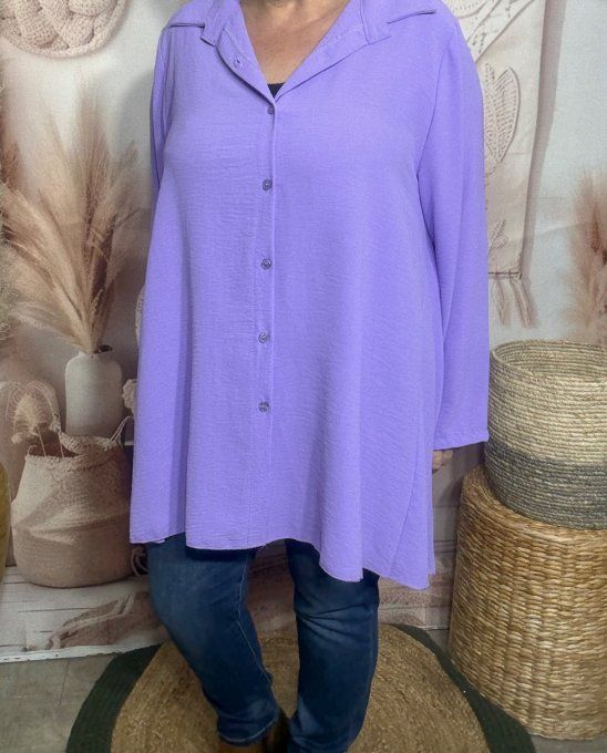 Chemise trapèze oversize Lilas Violine confort ++++ du 42 au 52 et même +