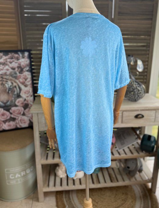 Top ample bleu clair Mexican Skulls Calavera perles nacrées du 38 au 46/48